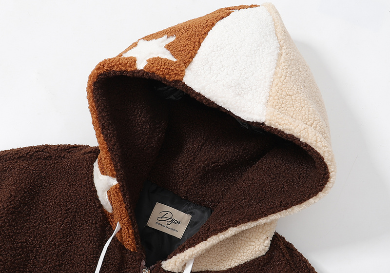DYCN куртка шерпа коричневого цвета с теплым капюшоном