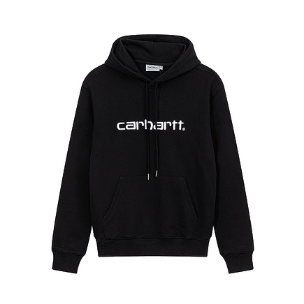 Чёрный худи Carhartt с белым логотипом на груди