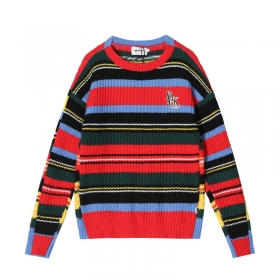 Разноцветный яркий свитер Made Extreme в полоску с логотипом на груди