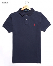 Базовое темно-синее поло с красным логотипом Ralph Lauren
