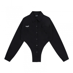 Хлопковая Punch Line чёрная рубашка на пуговицах с боковыми вырезами