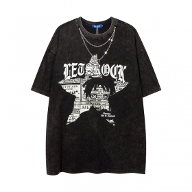 Свободного покроя Let's Rock чёрная футболка с цепочкой на горловине