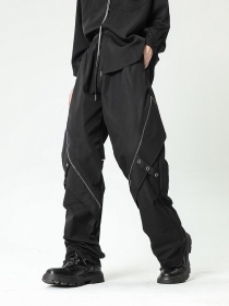 Универсальные Yuxing штаны карго черного цвета с нашитыми карманами