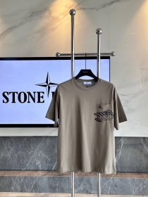 Повседневная бежевая футболка STONE ISLAND с нашитым карманом