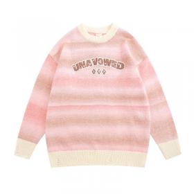 Полосатый в розовом цвете свитер THE UNAVOWED с логотипом