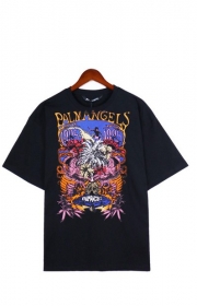 Palm Angels чёрная с принтом на груди футболка прямого кроя