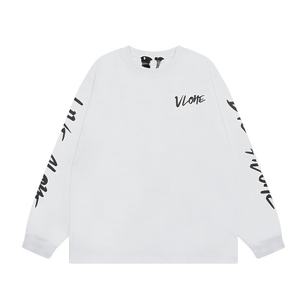 Белый удлиненный лонгслив с фирменным логотипом Vlone