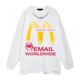 Белый свитшот SUCKMY с логотипом "Макдоналдс" и цепочкой
