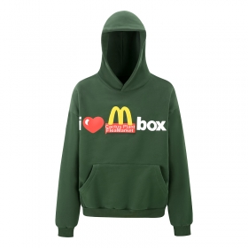 Хлопковое CPFM x McDonald's темно-зеленое худи с карманом кенгуру
