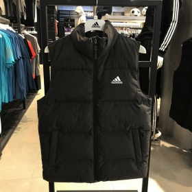 Повседневный Adidas чёрный жилет на молнии с широкой проймой