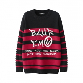Красно-черный яркий TIDE CARD LOG свитер с принтом "Blur emo"