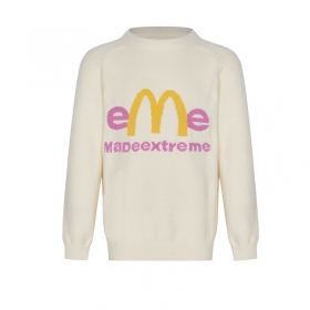 Повседневный кремовый свитер с сиренево-желтым лого Made Extreme