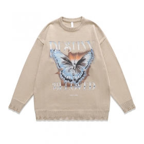 Полностью бежевый свитер TKPA с рисунком "Бабочка"