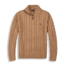 Бежевого цвета свитер Polo Ralph Lauren с воротником стойка