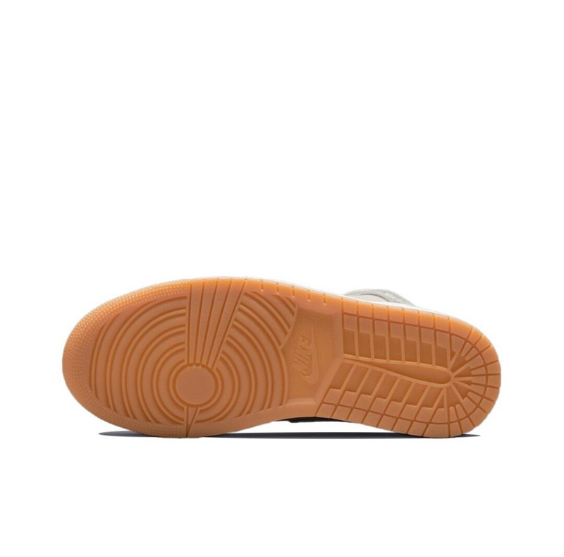 Серые с бежевым кроссовки Air Jordan Mid кожа