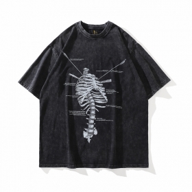 ТКРА футболка с принтом в виде темных  костей, летний топ в стиле панк
