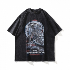 Чёрная футболка ТКРА с ярким принтом на груди “Terminator” свободный крой