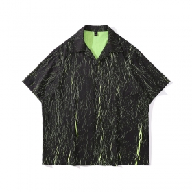 Черная рубашка TKPA с коротким рукавом и неоново зеленым принтом