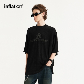 Универсальная черная повседневная модель футболки INFLATION