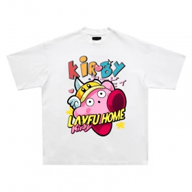 Классическая белая футболка Layfu с принтом "Kirby" стиль Аниме 