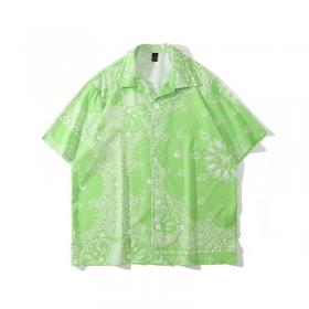 Летняя зеленая рубашка бренда TKPA с принтом пейсли короткий рукав