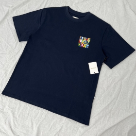 Aime Leon Dore брендовая с ярким принтом футболка темно-синего цвета