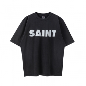 Однотонная с надписью чёрная футболка Saint Michael из 100% хлопка