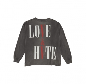 Тёмно-серый лонгслив Saint Michael x Vlone с надписью "Love & Hate"