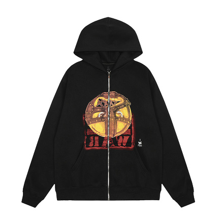 Cactus Jack зип худи в черном цвете с принтом на груди