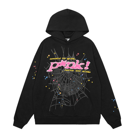 Худи Sp5der в черном цвете с принтом маленьких звезд