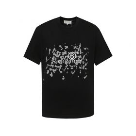 Maison Margiela брендовая футболка черного цвета с округлым вырезом