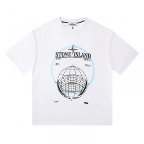 Легкая STONE ISLAND футболка белого цвета с коротким рукавом