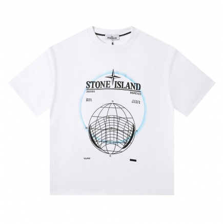 Легкая STONE ISLAND футболка белого цвета с коротким рукавом