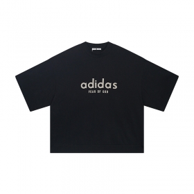 Чёрная укороченная футболка с логотипом Adidas & Fear Of Good на груди