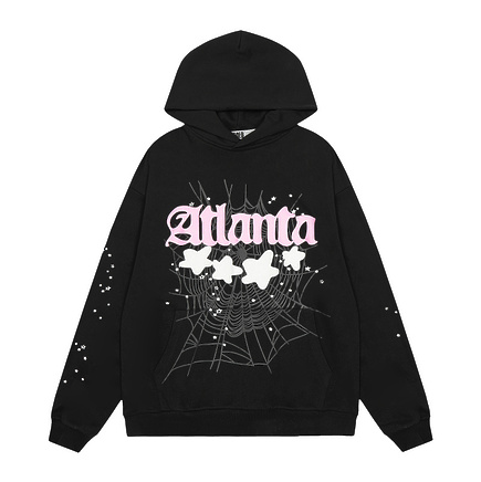 Sp5der худи черного цвета с принтом маленьких белых звезд