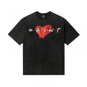 Качественная чёрная с рисунком "Сердце" футболка от Saint Michael