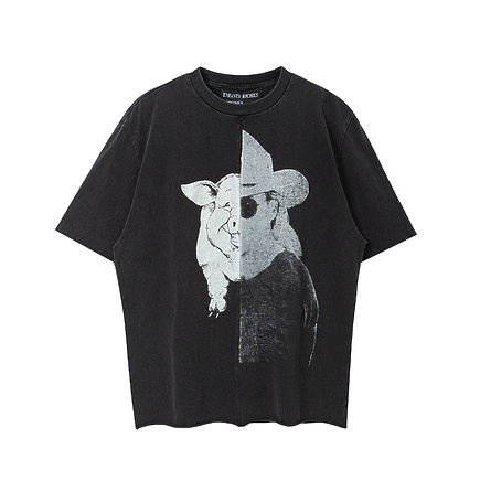 Футболка чёрная Enfants Riches Deprimes с рисунком "Свин" хлопковая