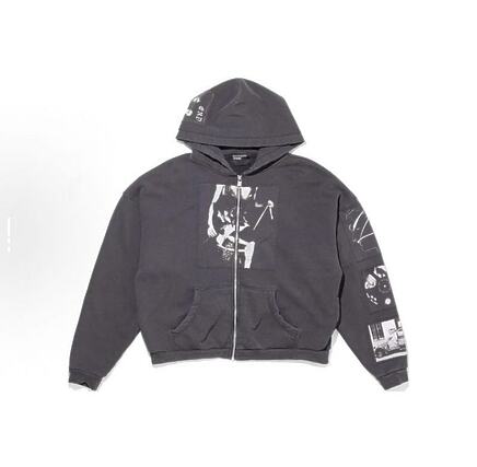 Enfants Riches Deprimes теплое зип худи на молнии в темно-сером цвете