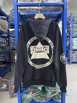 Худи Saint Michael темно-синего цвета с напечатанным принтом