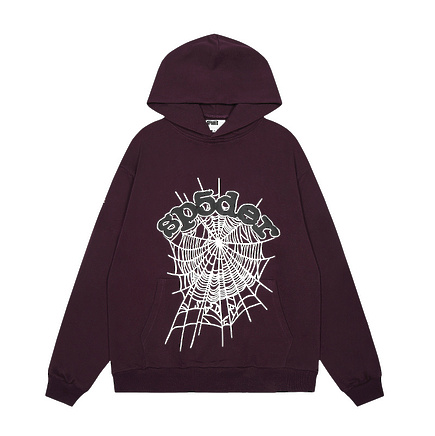 Sp5der худи в бордовом цвете с надписью бренда на груди