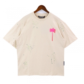 Palm Angels футболка кремового цвета с принтом "пальма"