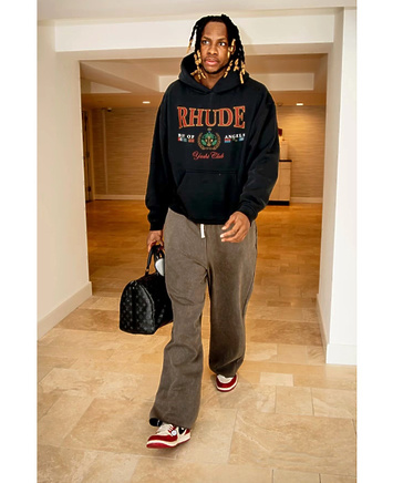 Худи черного цвета RHUDE с напечатанным принтом на груди