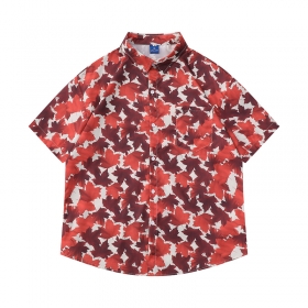 Рубашка с коротким рукавом TIDE EKU принтом - осенние кленовые листья
