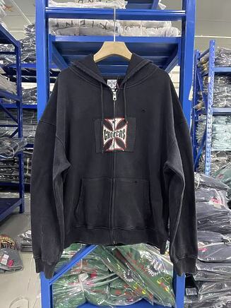 Зип худи черное West Coast Choppers на молнии с принтом на груди