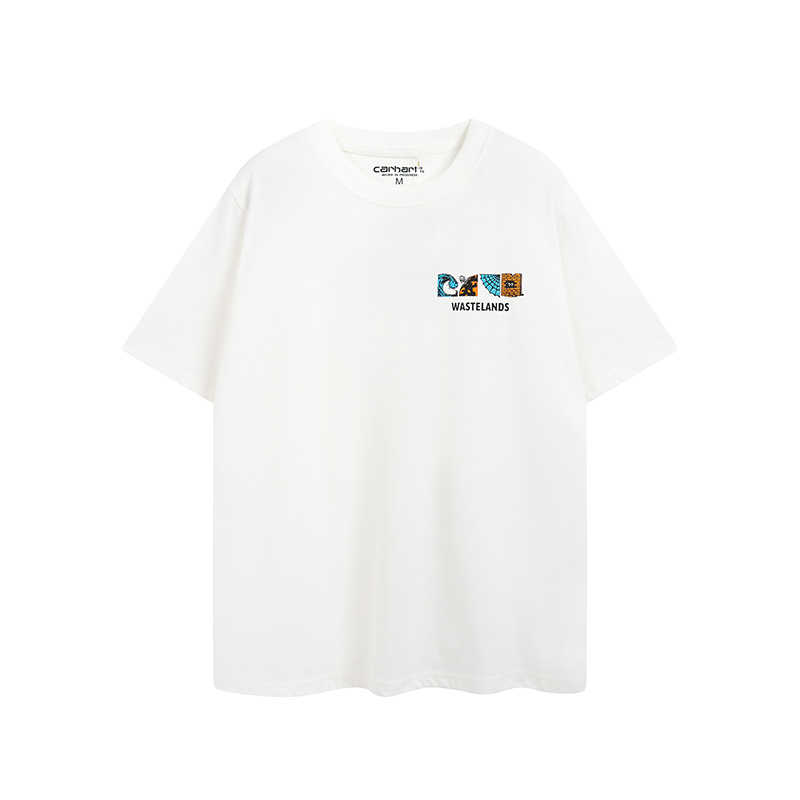 Базовая белая футболка Carhartt с брендовым лого и стильным принтом