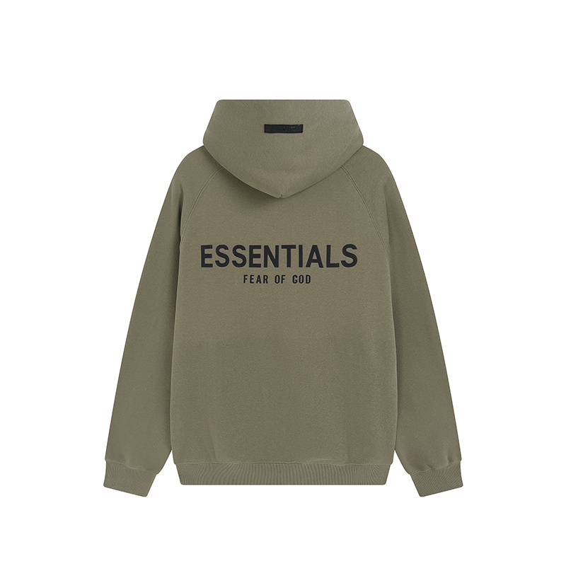 Худи essentials цвета хаки с карманом кенгуру и брендовым лого