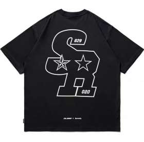 Оверсайз футболка от брена SSB Wear чёрного цвета с принтом SR