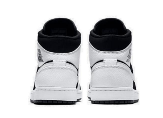 Черные с белым кроссовки Air Jordan Mid кожа