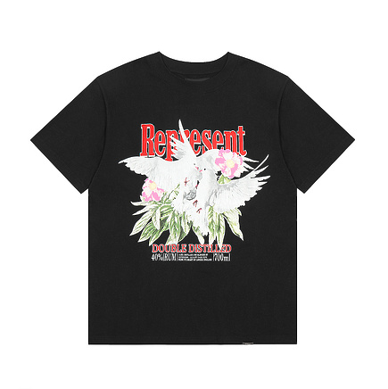 Футболка REPRESENT черная с коротким рукавом и печатью "Птицы"