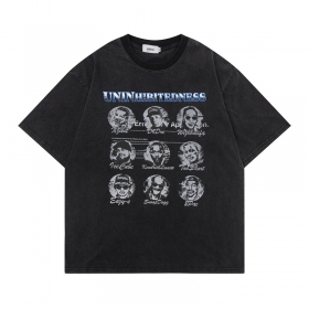 Черного цвета футболка UNINHIBITEDNESS с лицами рэперов
